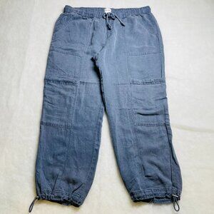 Nicole Miller Womens Blue Drawstring Waist Comfort Lounge Cargo Pants Size XL